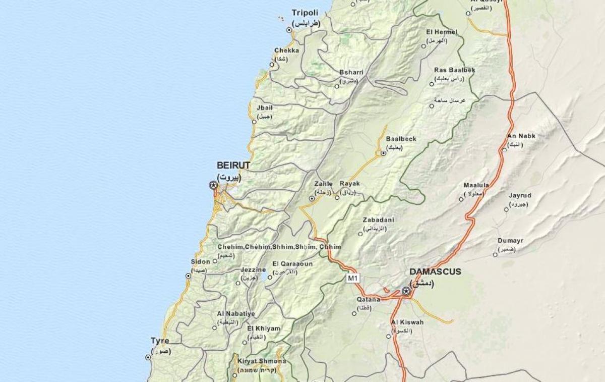 mapa gps mapa Libanonu