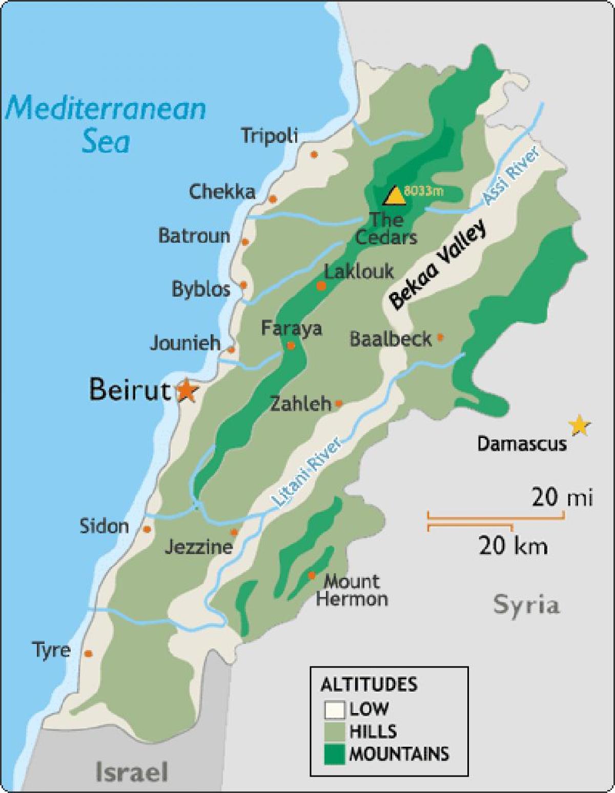 mapa Libanonu klimatu