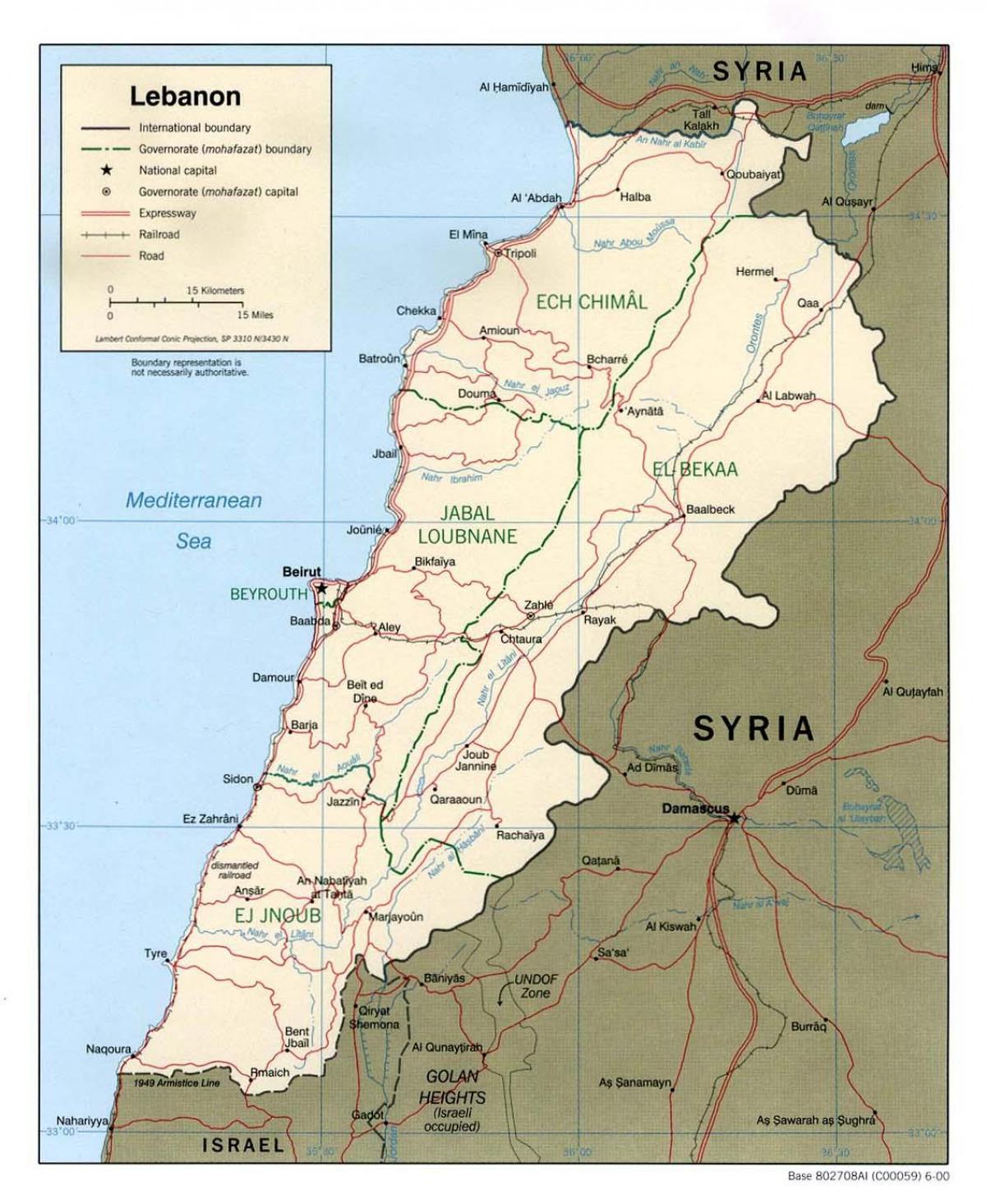 mapa Libanonu