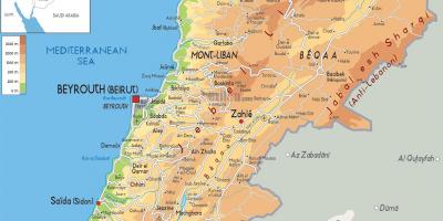 Mapa Libanonu fyzické