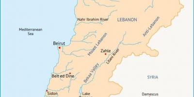 Libanon řeky mapě